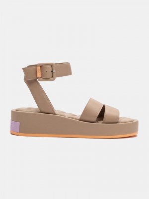 Brown HOFF Strips Town Women's Sandals Ireland | D2F-0385