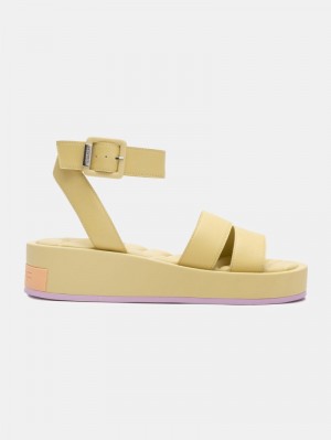 Yellow HOFF Strips Town Women's Sandals Ireland | P7A-5309