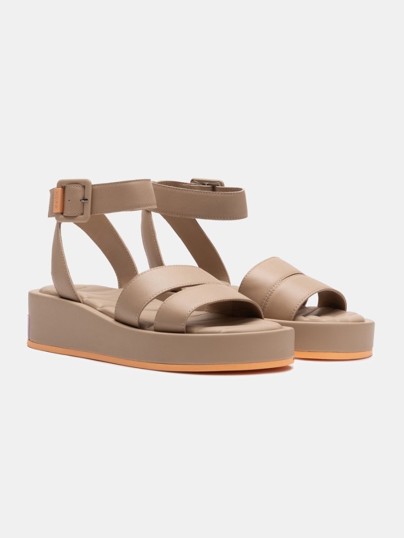 Brown HOFF Strips Town Women's Sandals Ireland | D2F-0385