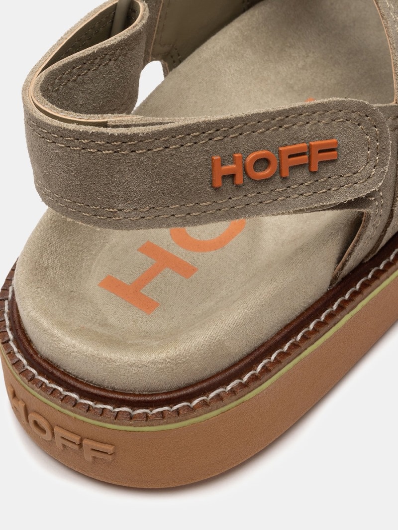 Khaki HOFF Leather Road Women's Sandals Ireland | V9V-7738