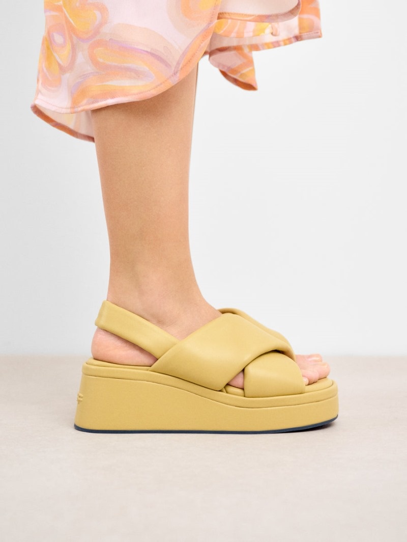 Yellow HOFF Mahon Wedge Women's Sandals Ireland | F0Y-8770