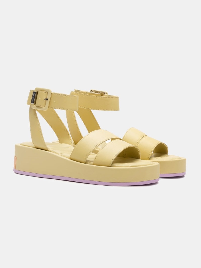 Yellow HOFF Strips Town Women's Sandals Ireland | P7A-5309