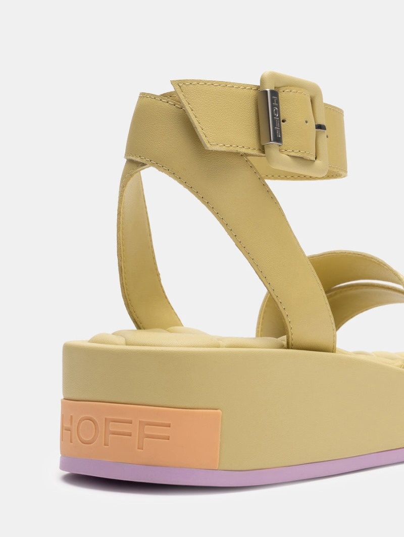 Yellow HOFF Strips Town Women's Sandals Ireland | P7A-5309