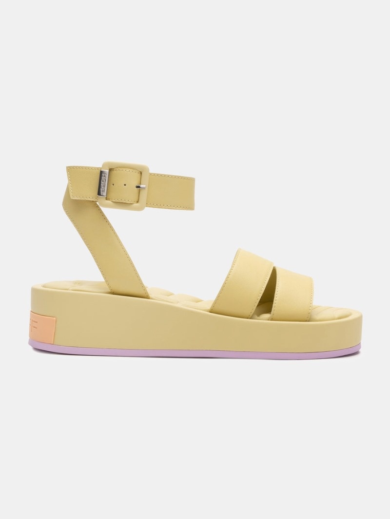 Yellow HOFF Strips Town Women\'s Sandals Ireland | P7A-5309